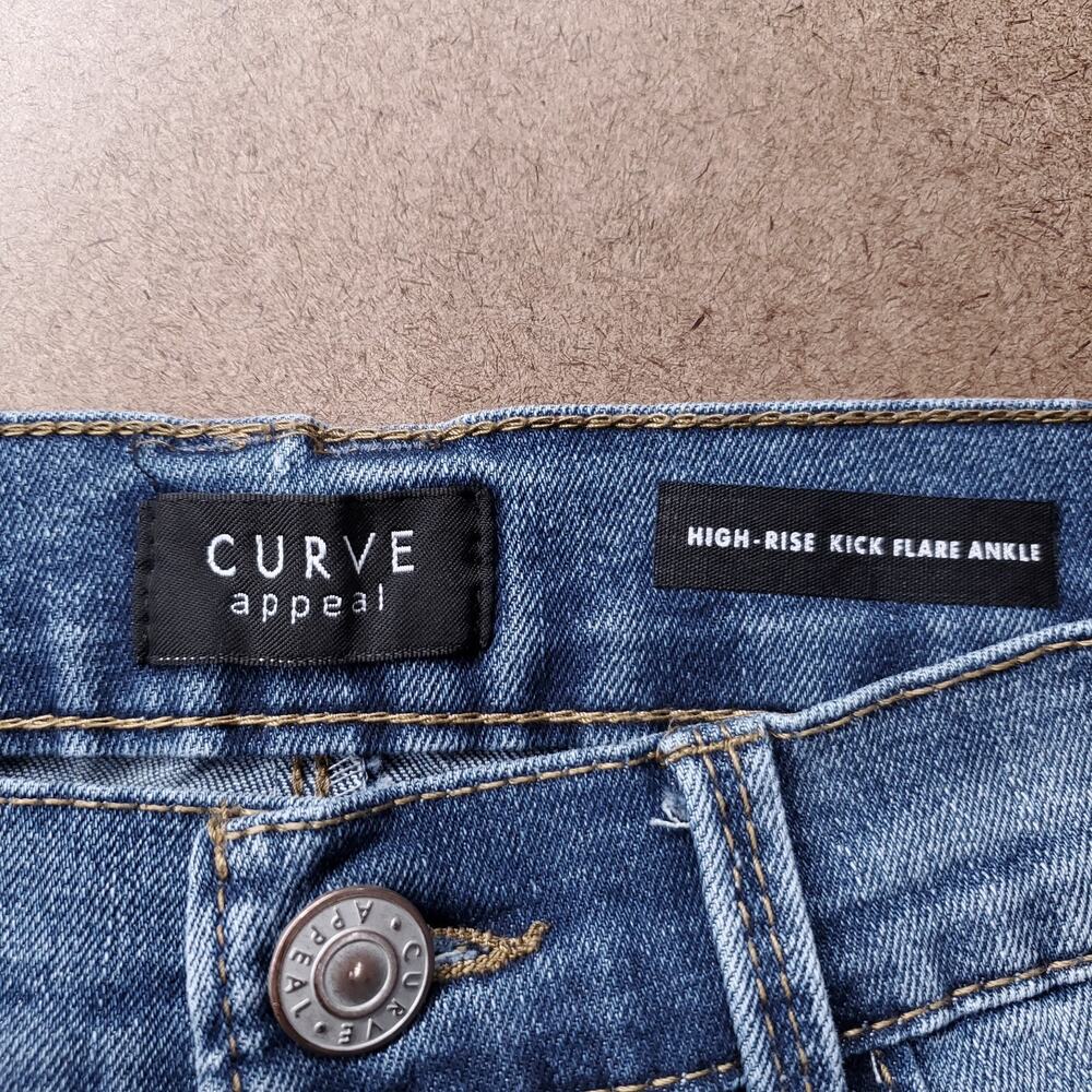 Curve Appeal High Rise Kick Flare Ankle Jeans Faded Stretch Women 6 Blue - Picture 4 of 11